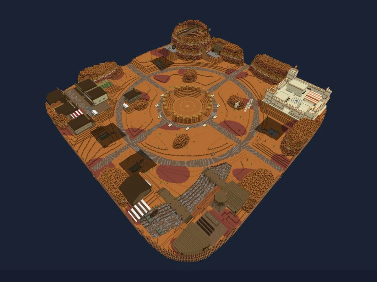Actual Minecraft world render of Redrock Frontier